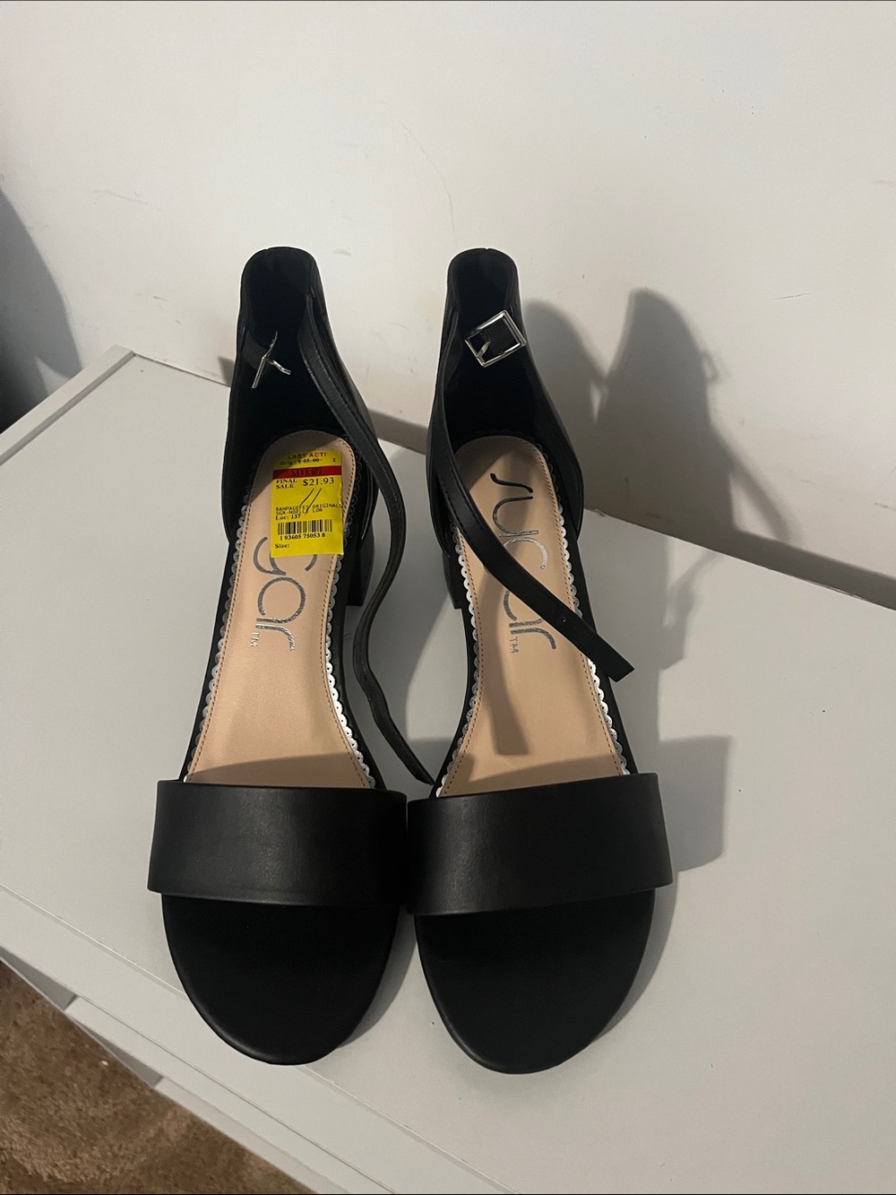 Sugar Black Open-Toe Ankle Strap Heels